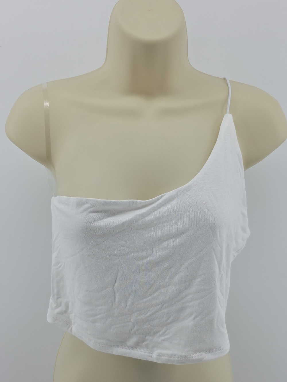 Fashion Nova White Asymmetric One-Shoulder Crop Top